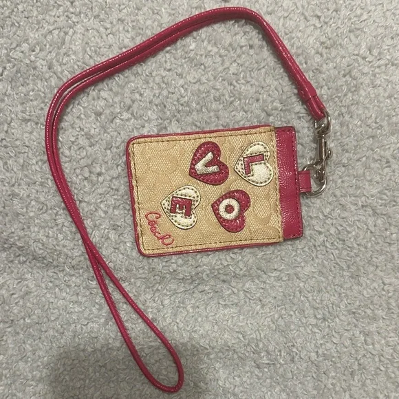 Coach Love Red and Tan name tag - Picture 1 of 2